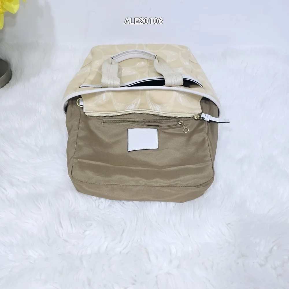 Coach Hampton Cream and Tan Tote Bag F10805
